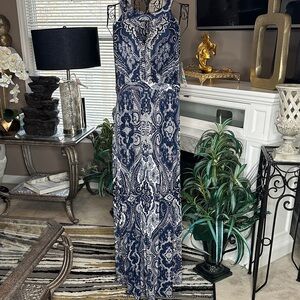 INC International Concepts Blue and White Maxi Dress